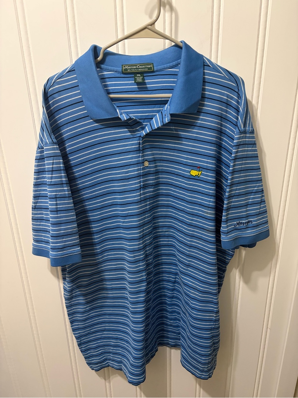 Authentic Masters Collection Golf Polo XXL Blue Striped 60s 2-Ply Mercerized